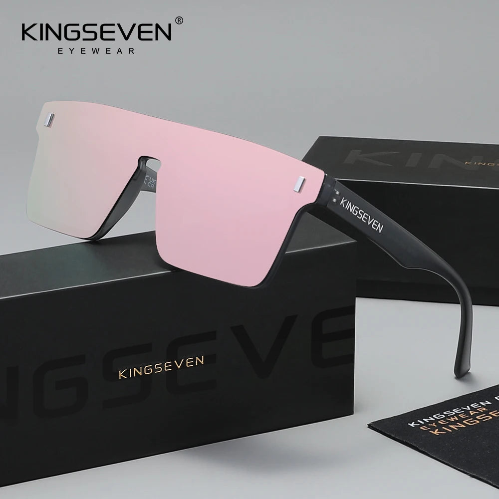 KINGSEVEN Sunglasses Men Women Anti-Glare Polarized UV400 Fashion Glasses Outdoor Diving Rimeless Square Large Eyewear Frames