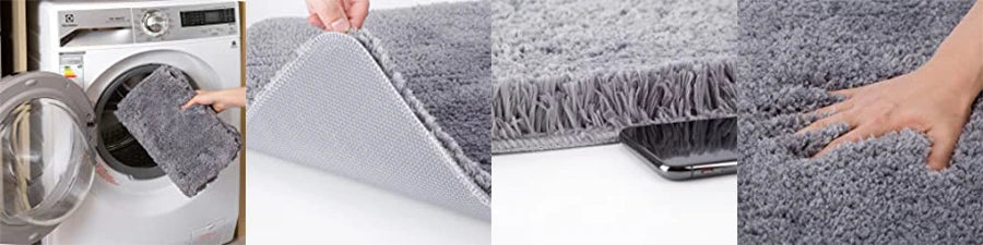 Soft Microfiber Shaggy Bath Rug, Non Slip Bath Mat, Thick Plush Rugs for Shower, Water Absorbent, Machine Washable, Bathroom