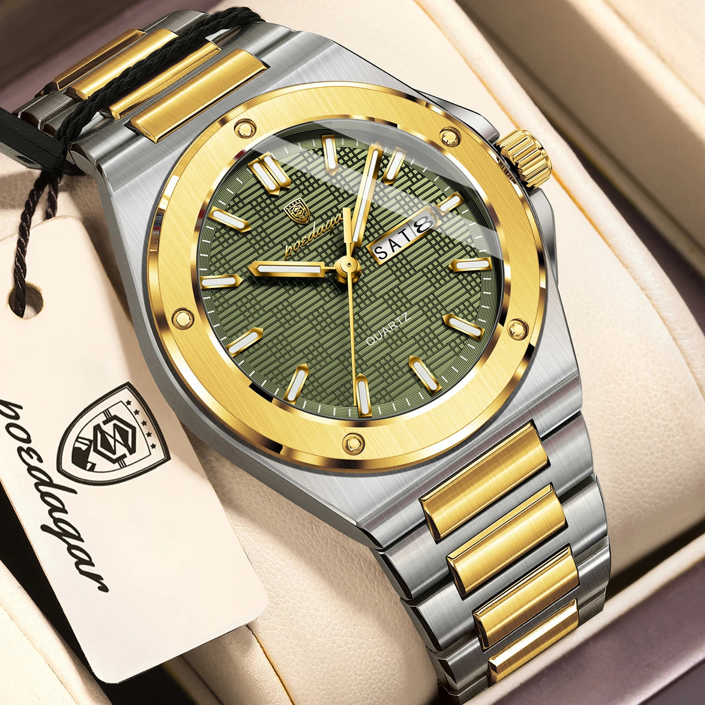POEDAGAR Fashion Men's Clock Quartz Date Week Luxury Male Watch Waterproof Luminous Stainless Steel Watches For Men Reloj Hombre