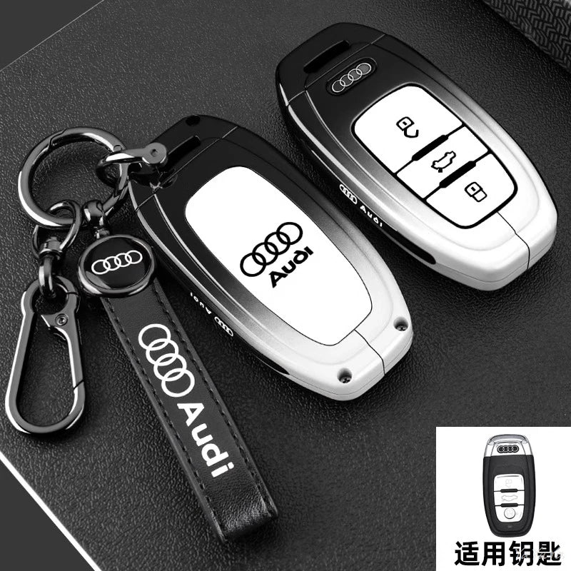 3 Button Metal Car Key Case Cover Key Protect Shell For Audi A3 A4 Q3 Q5 TT A1 A4L A5 Q5L Q7 A6L A7 A8L A6 S3 S4 RS5 RS Sticker
