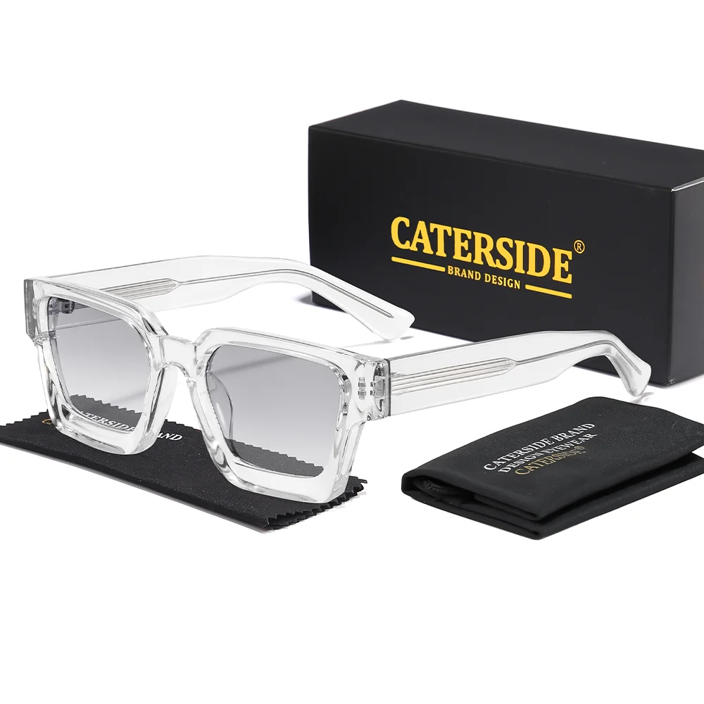 CATERSIDE New Men's Thick Frame Sunglasses Square Frame Gradient Suneyewear Women's Luxury Gift Outdoor Travel Eyewear UV400