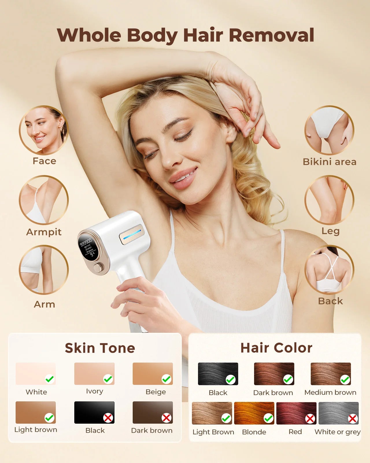 999900Flash Painless IPL Hair Removal Laser Epilator Electric Hair Remover Permanent Photoepilator Whole Body Treament for Women