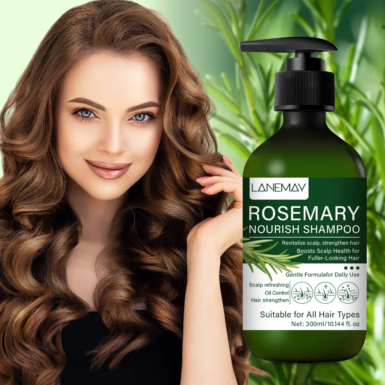 Rosemary  Nourish Shampoo - Enhances volume and thickness, controls oil, nourishes and repairs hair, suitable for all hair types
