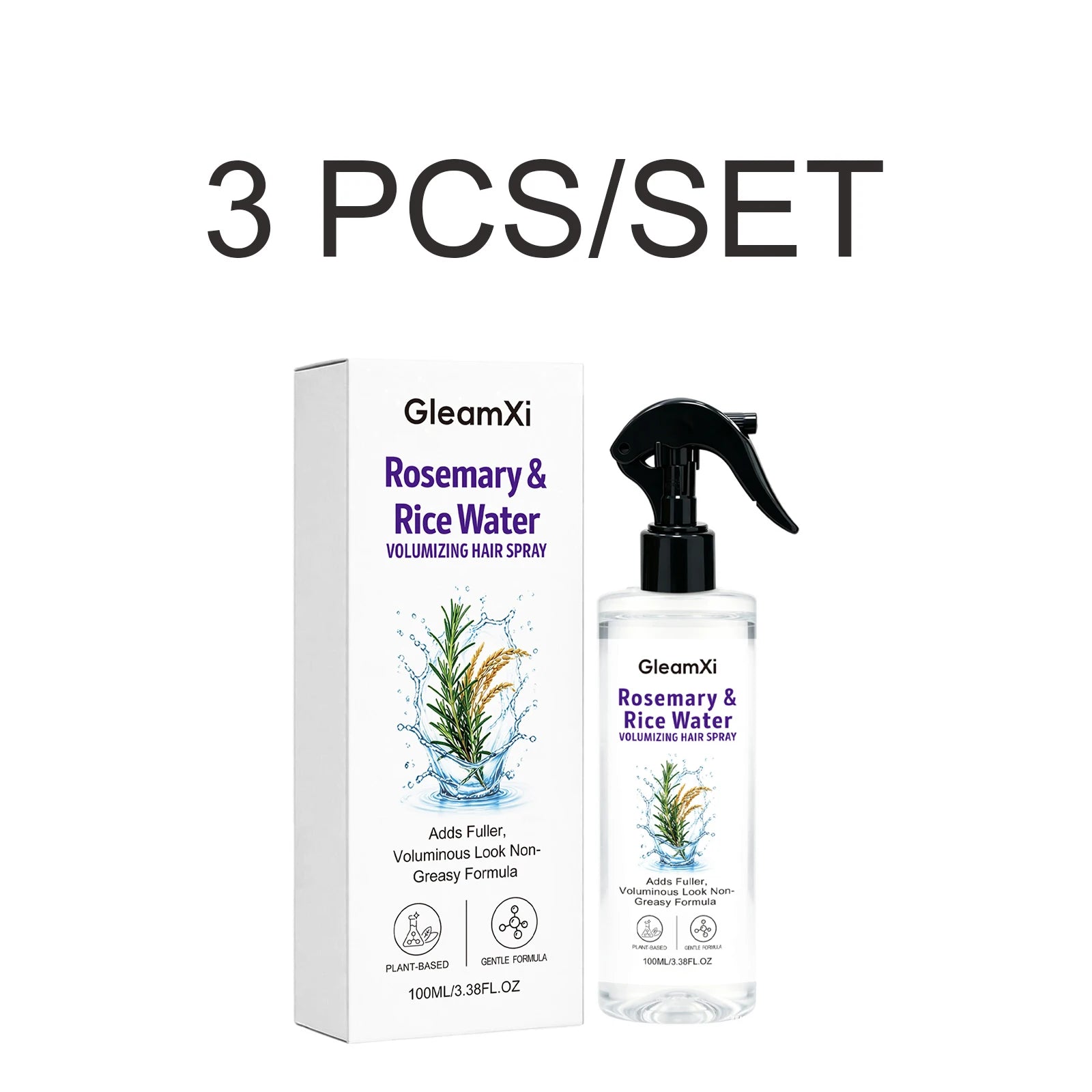 Volumizing Hair Spray Rosemary Rice Water Fine Hair Non Greasy Adds Fuller Look Lightweight Plant Based Daily Use 100ml