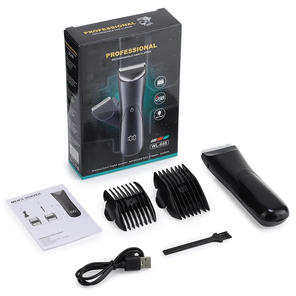 Hair Cutting Machine Beard Trimmer Electric Shaver for Men Intimate Areas Hair Shaving Machine Safety Razor Clipper LED Light