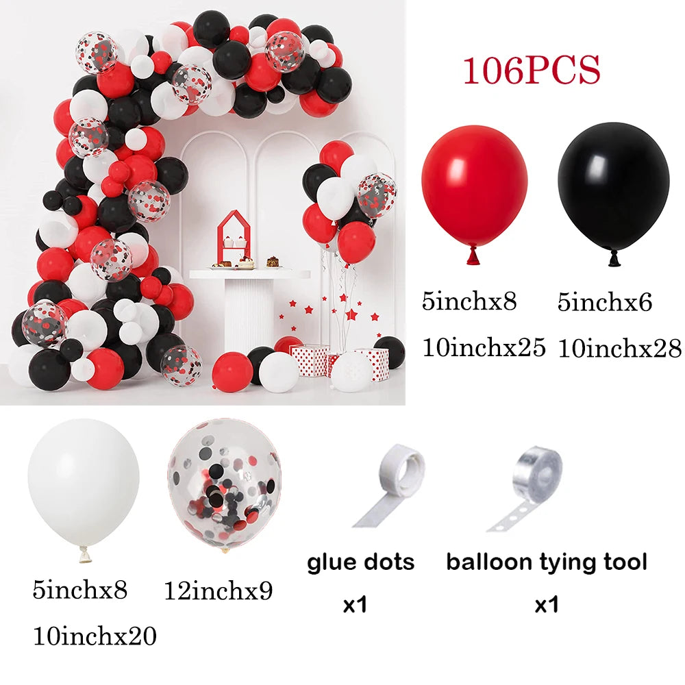 1 Set Red Black Balloons Garland Arch Kit Baby Shower Birthday Decorations Red White Black Silver Balloon Graduation Party Decor