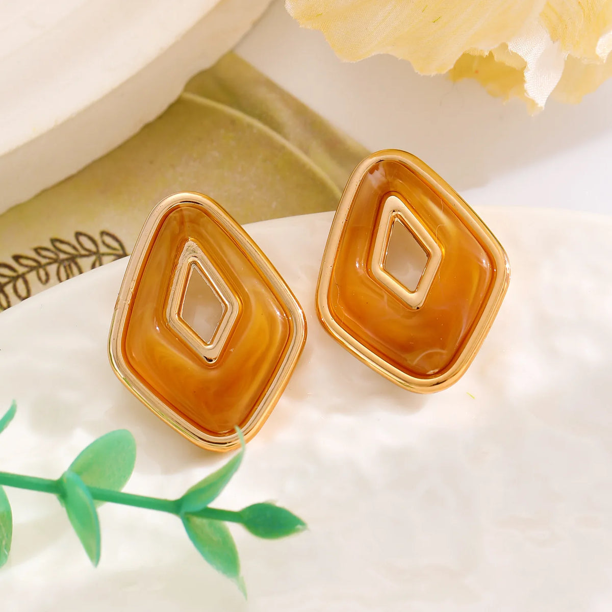 Hollow Geometric Fashion Statement Jewelry Women Summer Colorful Boho Chic Design Trendy Stud Earrings