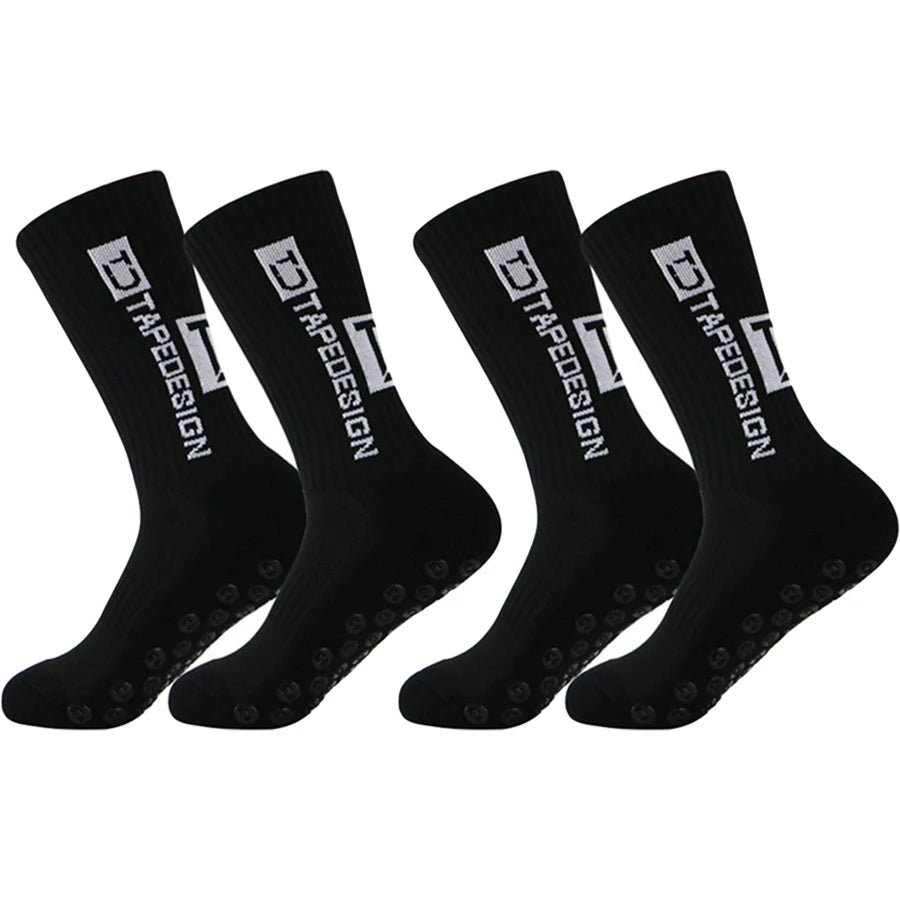 2 pairs  Football socks, men's mid length sports socks, running socks, anti slip thick towel bottom, wear-resistant