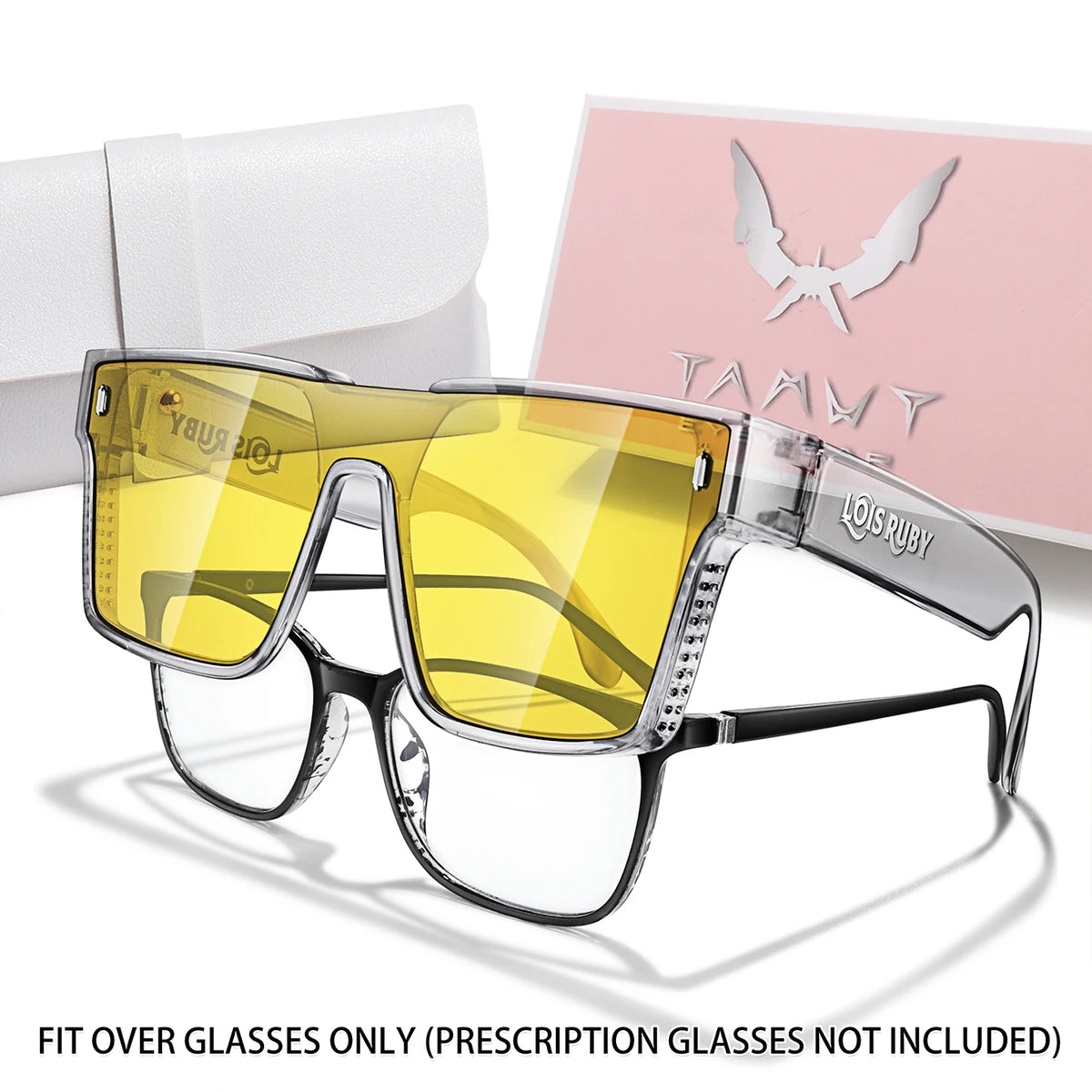 Men's Oversized Square Sunglasses Fit over Lens Myopic Eyeglasses for Prescription Wear Driving Fishing Bicycle Goggles