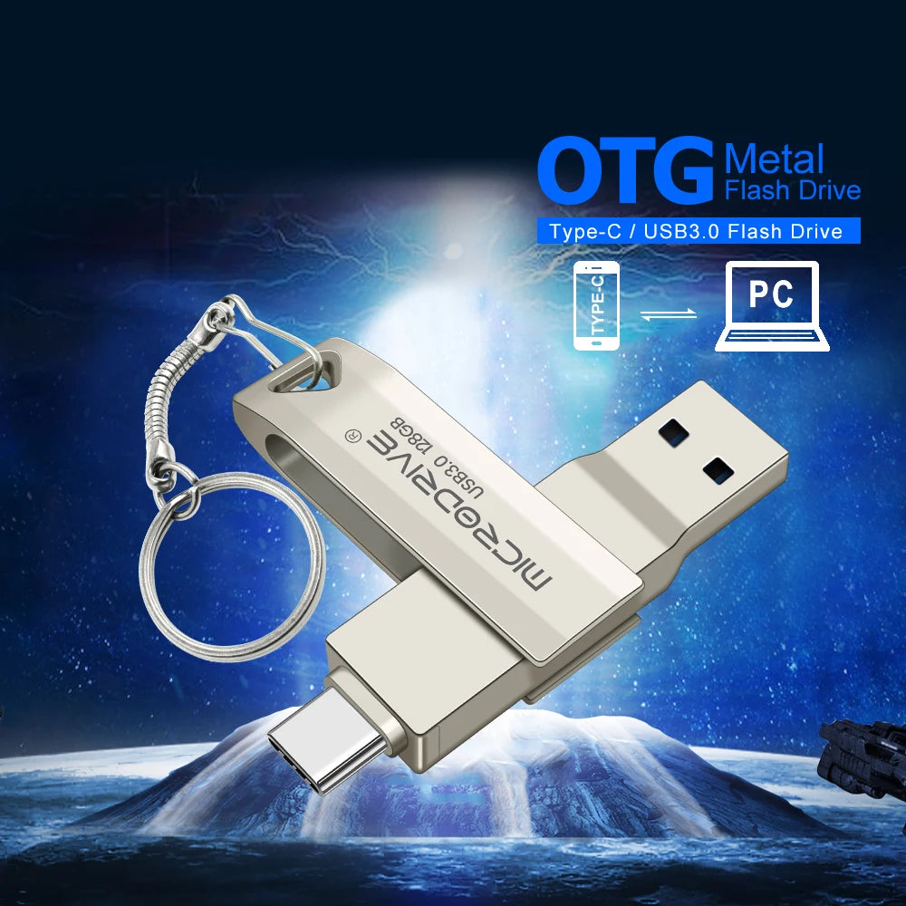 2 in 1 OTG USB-C Flash Pen Drive Metal Memory Stick Usb 3.0 flash Disk 64GB 128GB 256G 512G USB3.0 Type-C Pendrive