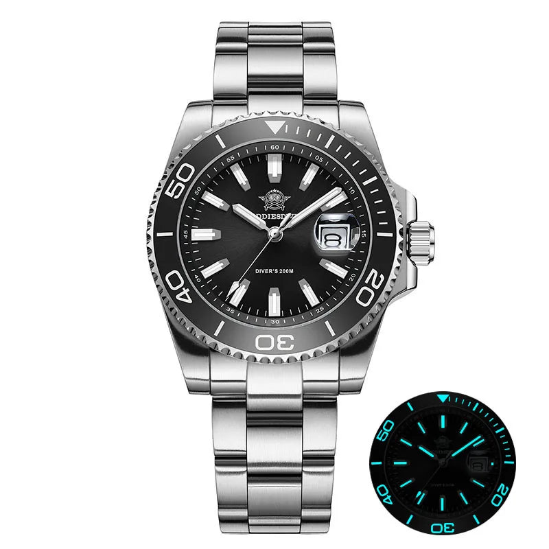 ADDIESDIVE New Diving Watch Men Luminous Cerammic Bezel 316L Stainless Steel 200m Waterproof AR Coated 41mm Quartz Wristwatch