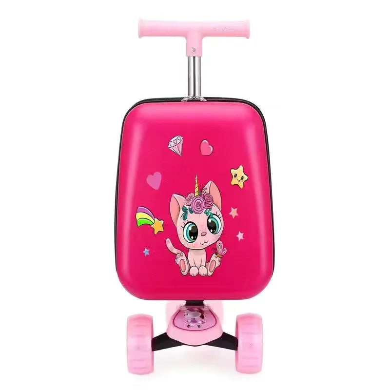 2025 New kids Scooter luggage,skateboard suitcase on wheels,children's gift,Cute Cartoon small trolley case,rolling luggage bag