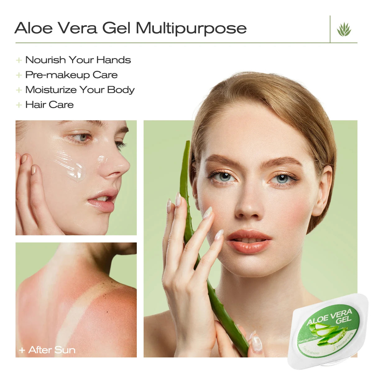 Aloe Vera Gel Set Suitable for body and facial care Contains aloe vera ingredients for hydration, deep cleansing