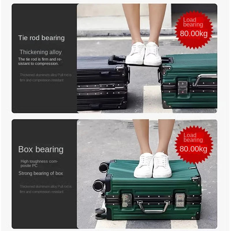 Suitcase Aluminum Frame New Luggage Men and Women Password trolley case Student Removable Wheel 20/28 inch Travel Suitcases