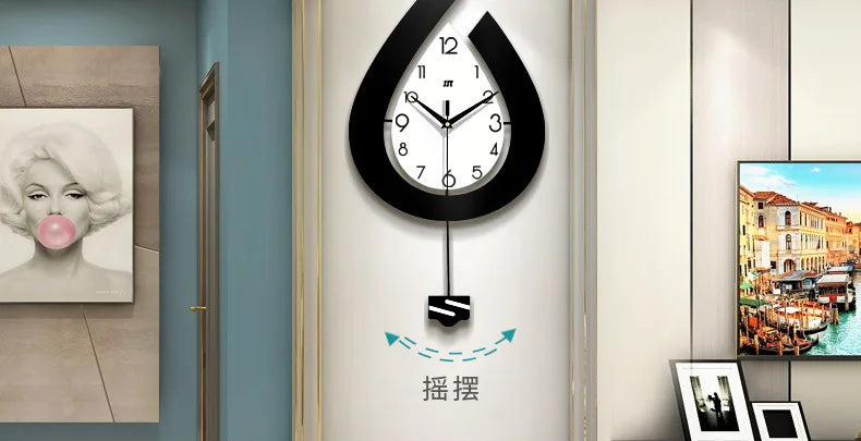 Wall Clock for Living Room, Creative Fashion, Modern Simple Home Swing Clock