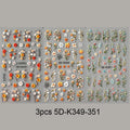 5D Daisy Embossed Nail Stickers Spring Fresh Floral Designs Acrylic Five-Petal Flower Self-Adhesive Nail Art Decals Decorations