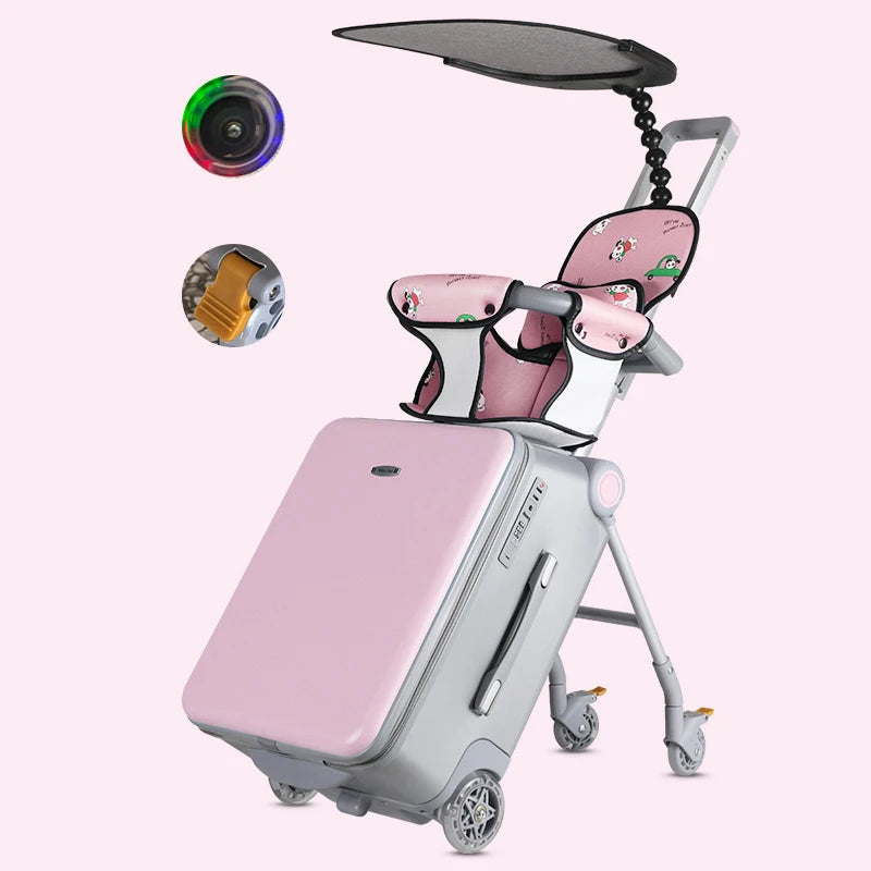 Travel in Style with Large Suitcases Featuring Child Seat Design and Spinner Wheels, 20 inch Expandable Rolling Luggage