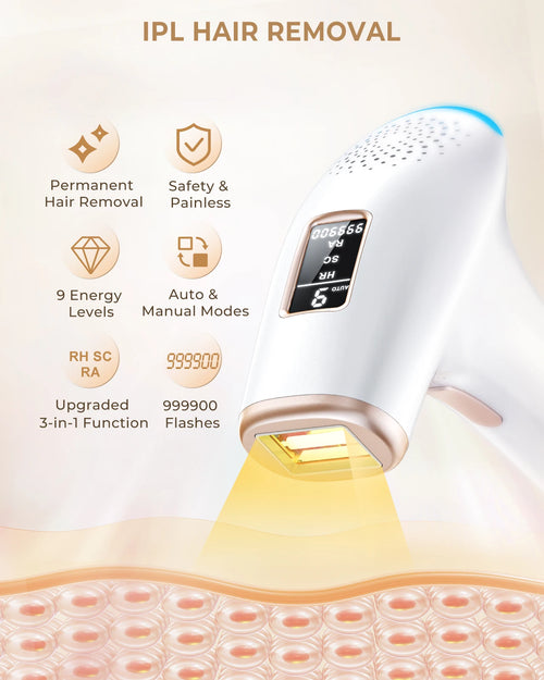 Hair Removal Device IPL Laser epilator 999,900 IPL Flashes, 9 Levels & 2 Modes,Face, Body, Armpits Pulsed Light Hair Remover