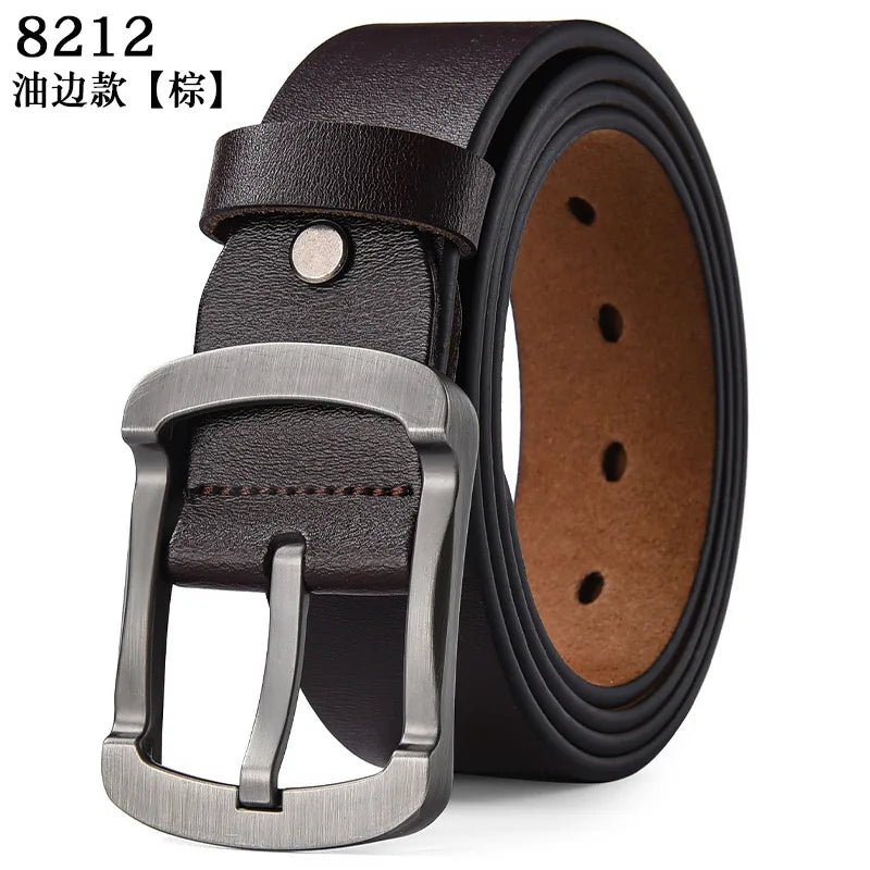 Men's 105-140 150 160 170cm Plus Size Soft Cowhide Belt Metal Pin Buckle Male Leather Waistband Real Leather Jeans Waist Straps