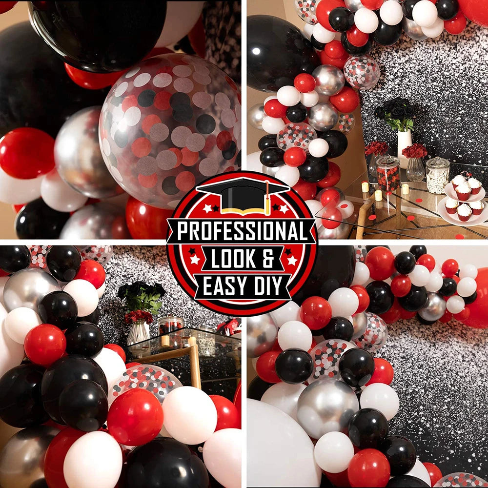 1 Set Red Black Balloons Garland Arch Kit Baby Shower Birthday Decorations Red White Black Silver Balloon Graduation Party Decor