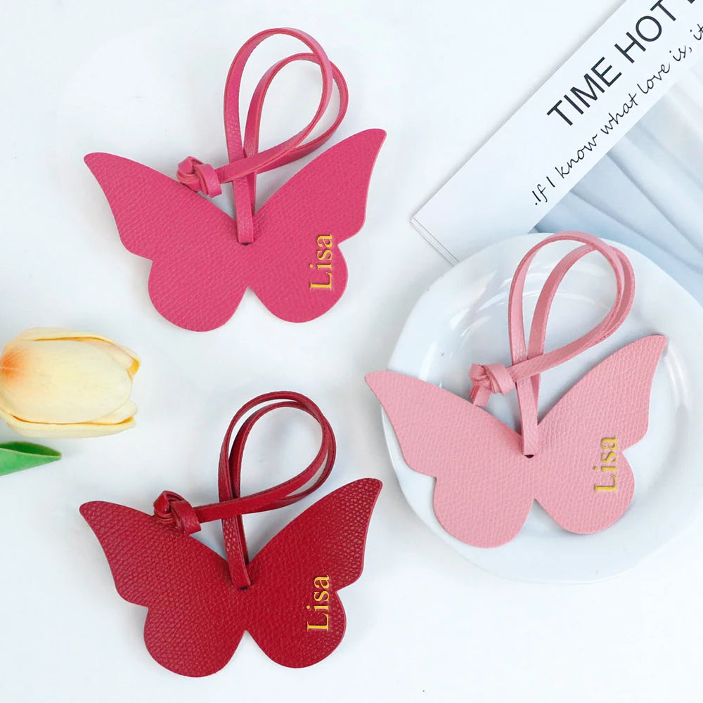 Customized name versatile pu leather women's handbags, backbags, pendant accessories, creative butterfly style