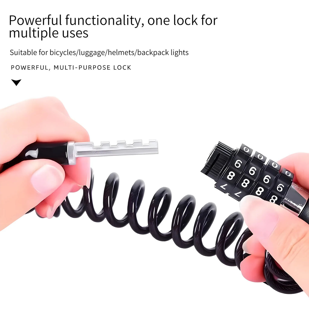 TOSUOD 4 Digit Password Bike Lock, Steel Cable Security Chain with Password Code Anti-Theft Bicycle Accessories