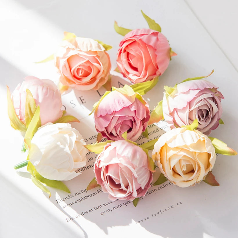 10/30pcs Artificial Flowers Silk Tea Buds Rose Wedding Wreaths bouquet Christmas Home Decorative Diy Scrapbooking Gifts Hot sale
