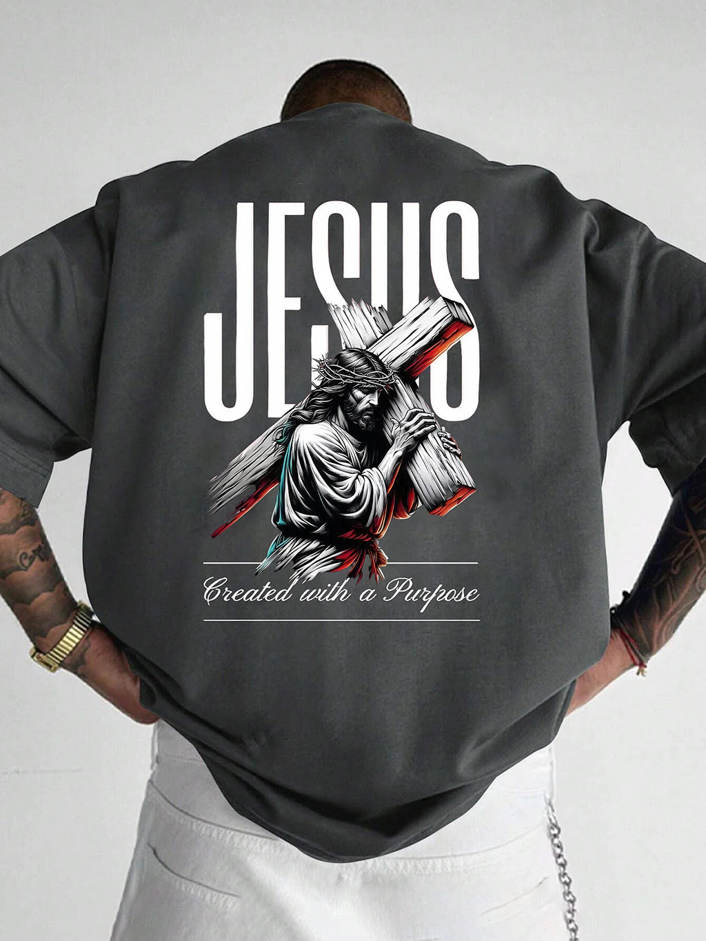 Jesus Religious Art Print 100% Cotton Trendy Men Women T-shirt Summer Autumn Daily Sports Party Casual Loose Street Short Sleeve