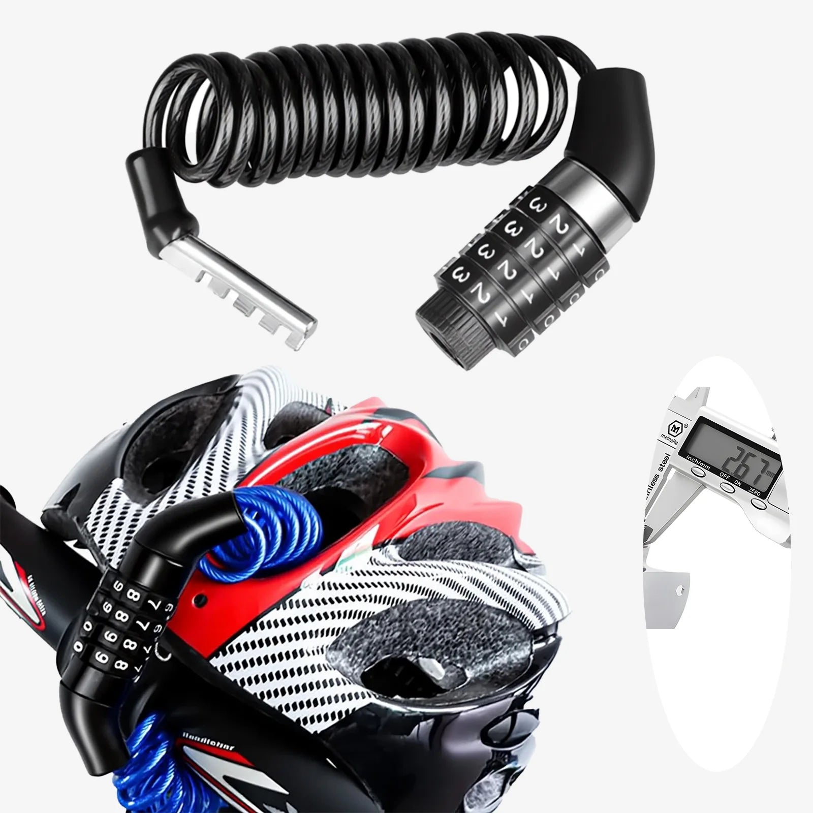 TOSUOD 4 Digit Password Bike Lock, Steel Cable Security Chain with Password Code Anti-Theft Bicycle Accessories