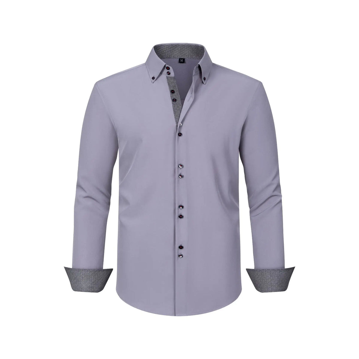 Long Sleeve Casual Shirt For Man Solid Color Patchwork Collar Chic Elegant Double Breasted Men Top Clothing Fashion Streetwear