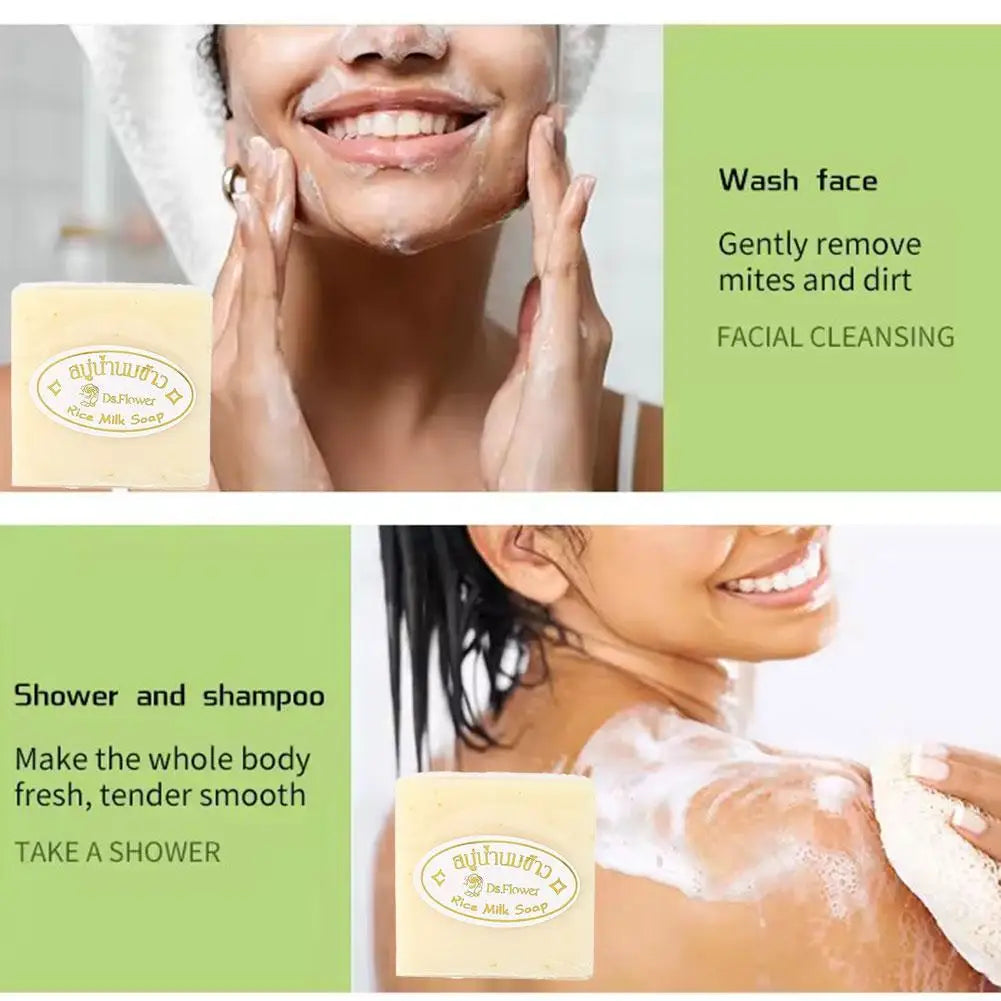 Rice Milk Soap Original Wholesale Handmade Soap Milk Rice Soap Moisturizing and Oil Control Body Faces Cleaning1/2/3PCS