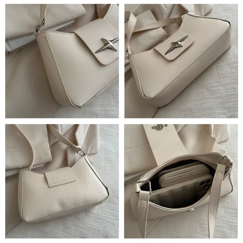 Y2K Vintage Small Purse for Women Classic PU Leather Shoulder Bag Ladies Underarm Handbag Fashionable Daily Crossbody Bag