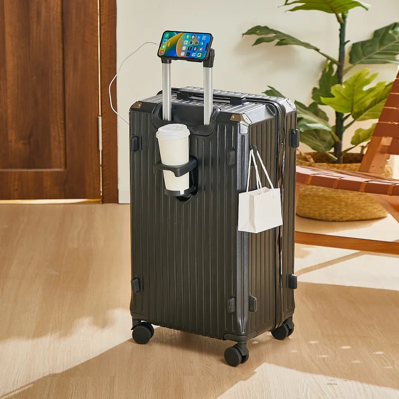 Luggage 20 inch |Cup Holder/Waterproof multifunctional Suitcase Hand Carry Large Capacity Universal Wheel Simple Suitcase