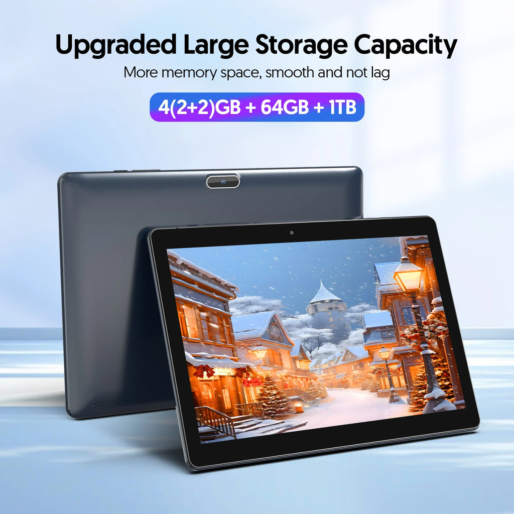 BAKEN 10.1-inch Android13 tablet, 4(2+2)GB+64GB, quad-core processor, dual cameras, wifi, Bluetooth, free accessories