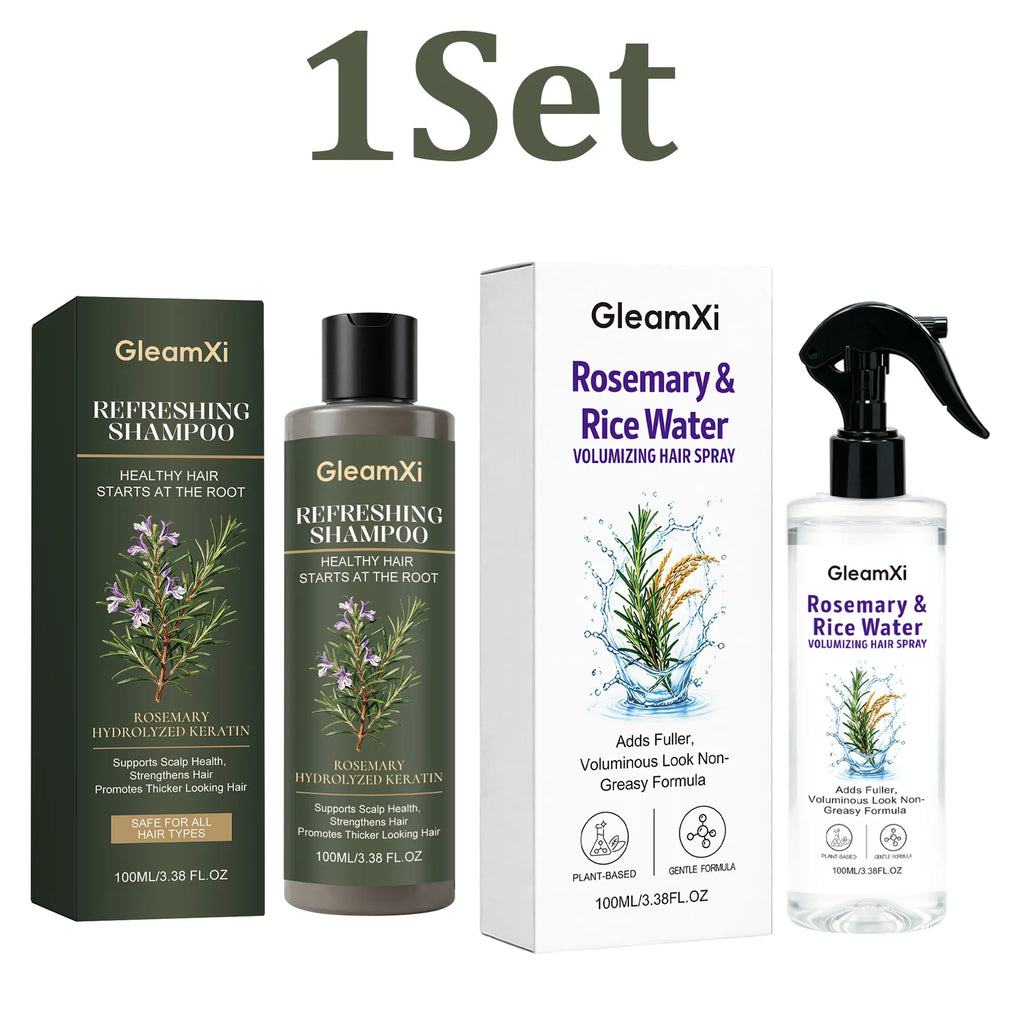 Rosemary Shampoo Set With Hair Root Care Spray Volumizing Smoothing Frizz Control Moisturizing Nourishing Scalp Gentle Cleanse