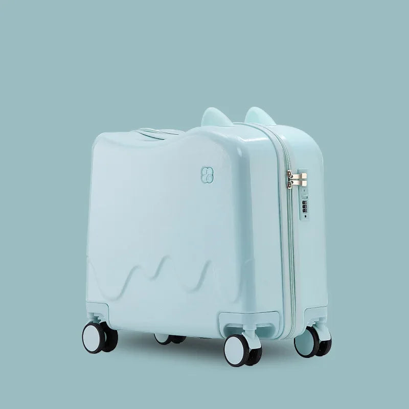 18 Inch Kids Luggage Can Sit and Ride on Suitcase  Carry-on Luggage Bag Travel Suitcase for Children Trolley Case With Wheels