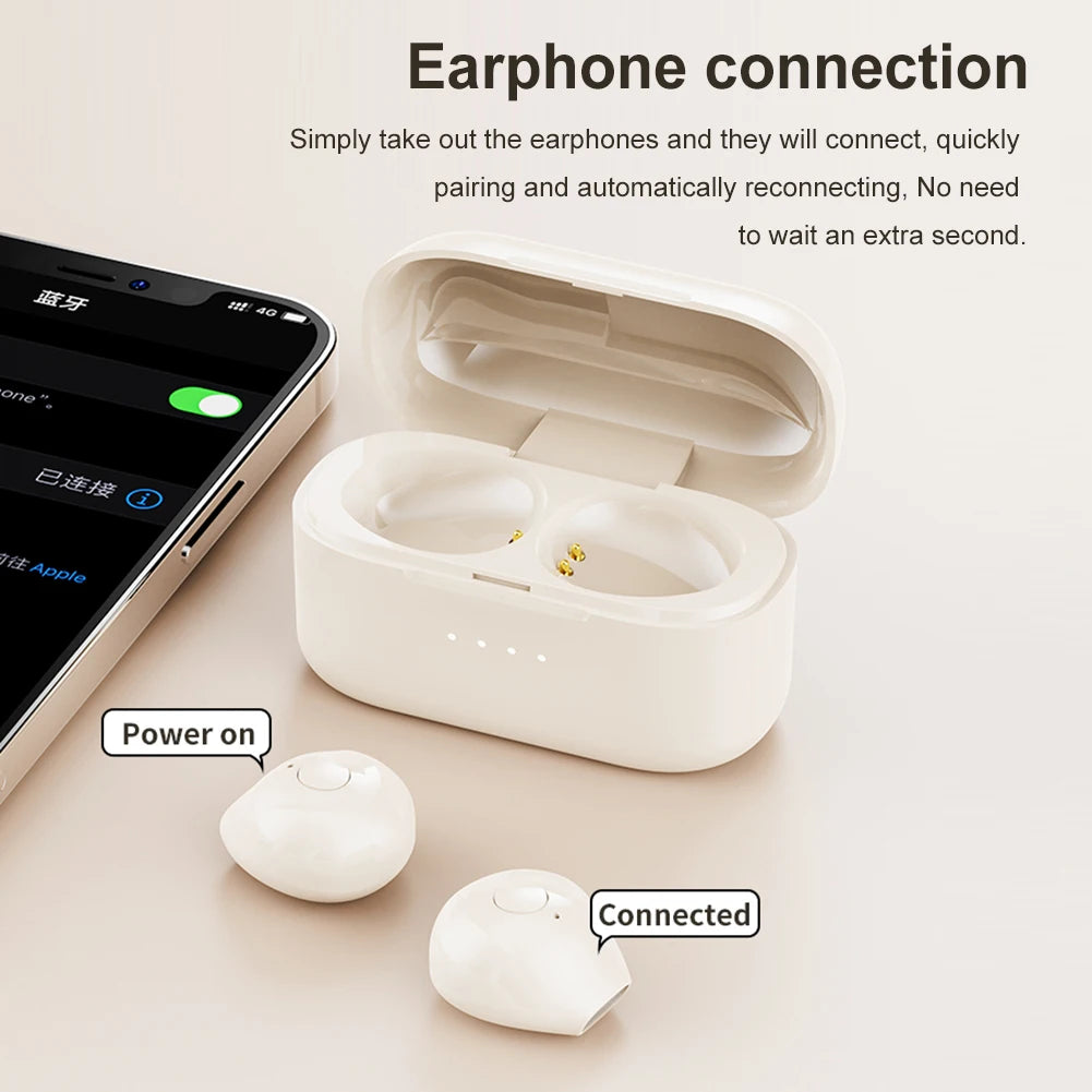 Mini Invisible Headphones Bluetooth-Compatible 5.4 Earphones Noise Reduction Tiny Discreet Hidden Earphones for Music Home Work
