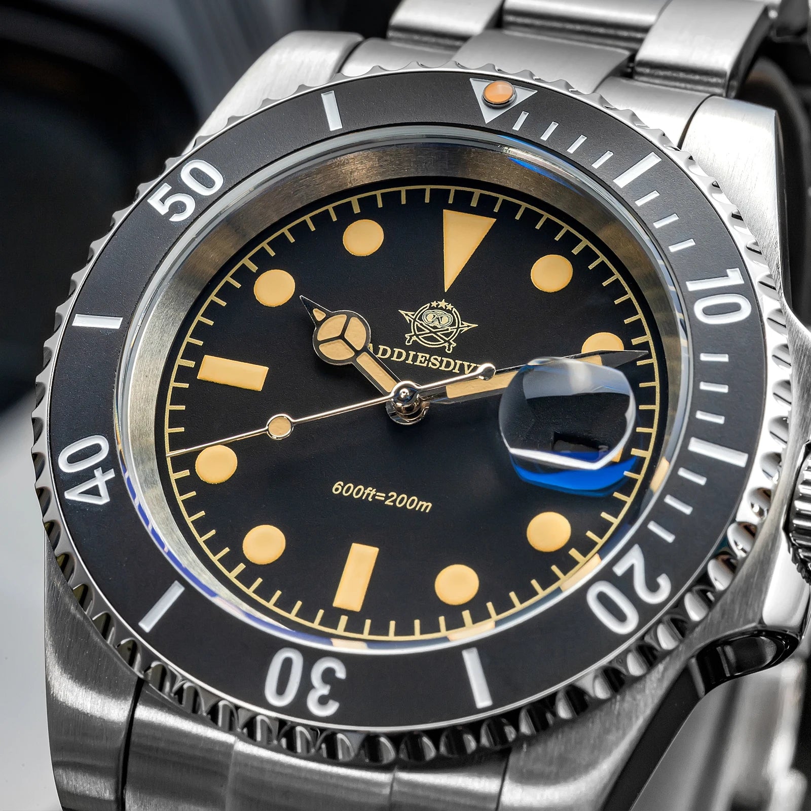 ADDIESDIVE 41mm Stainless Steel Watches Mens Business Leisure Quartz Watch Waterproof Ourdoor Sports 200M Dive WristWatch AD2054