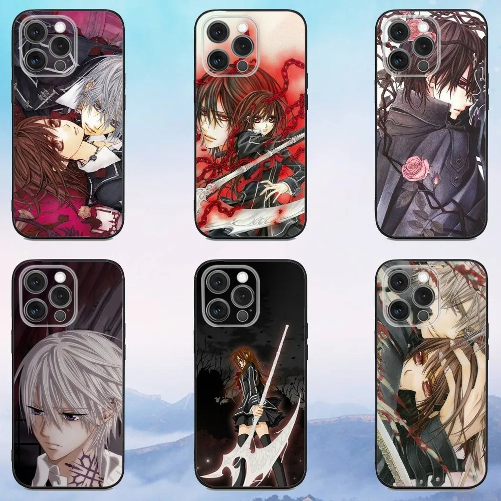 Anime M-Manga Vampire Knight Phone Case For iPhone 16e,16,15,14,13,12,11,Pro,X,XS,Max,XR,Plus,Mini Soft Black Cover