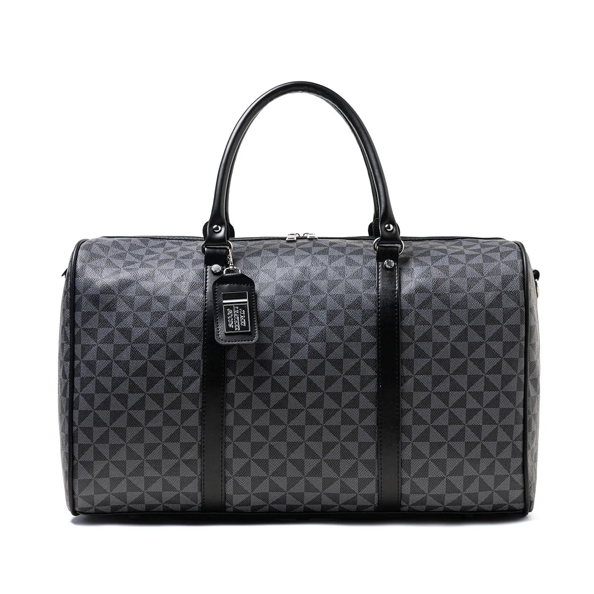 Black Large-Capacity Men's Zipper Travel Bag, with Dual Handles and Wide Shoulder Strap for Cross-Body Wear, Suitable for Travel, Business Trips, Gym Use, Suitable for All Seasons, Practical and Versatile, Can Be Carried on t