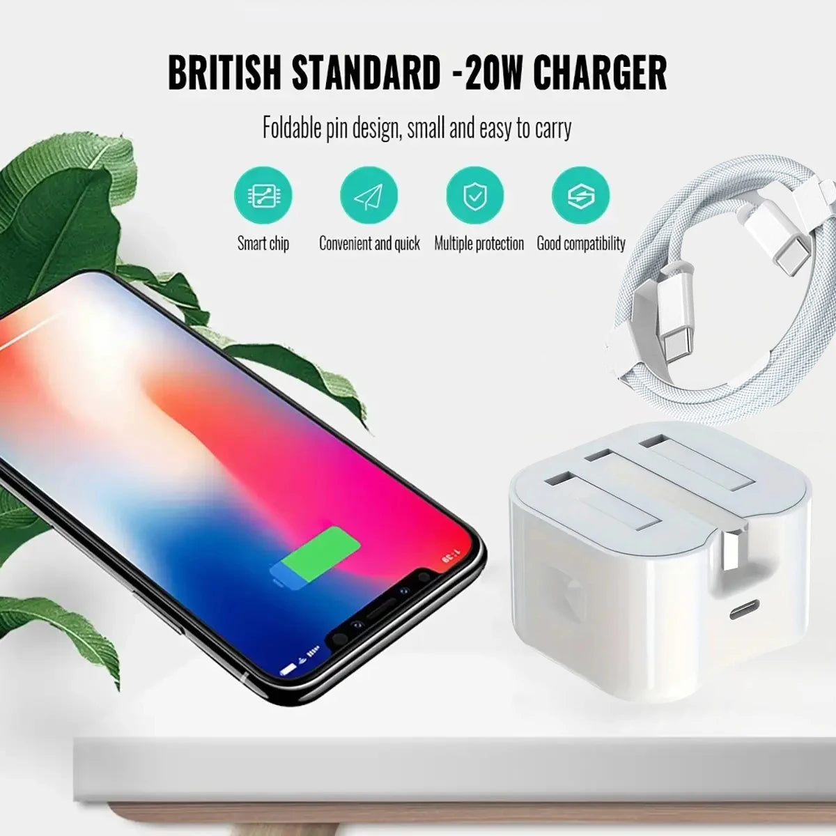 UK USB C Charger For iPhone 15 14 13 Pro QC3.0 Quick Charge PD 25W Type C Fast Charging Travel Wall Charger Power Adapter
