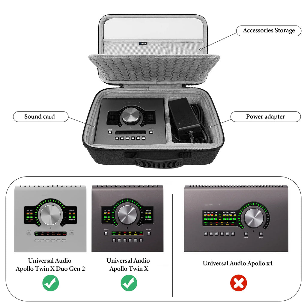 Geekria Audio Interface Carrying Case, Compatible with Universal Audio Apollo Twin X DUO/Apollo Twin X DUO Gen 2