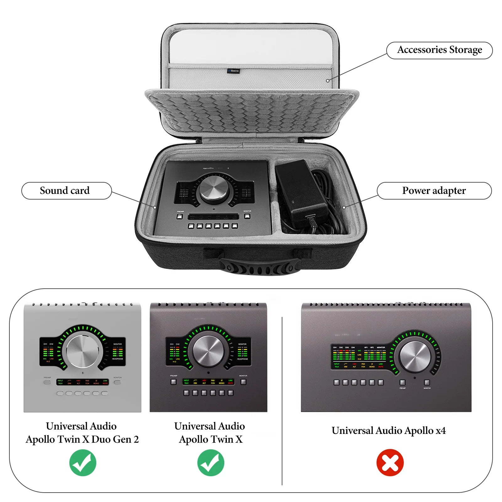 Geekria Audio Interface Carrying Case, Compatible with Universal Audio Apollo Twin X DUO/Apollo Twin X DUO Gen 2