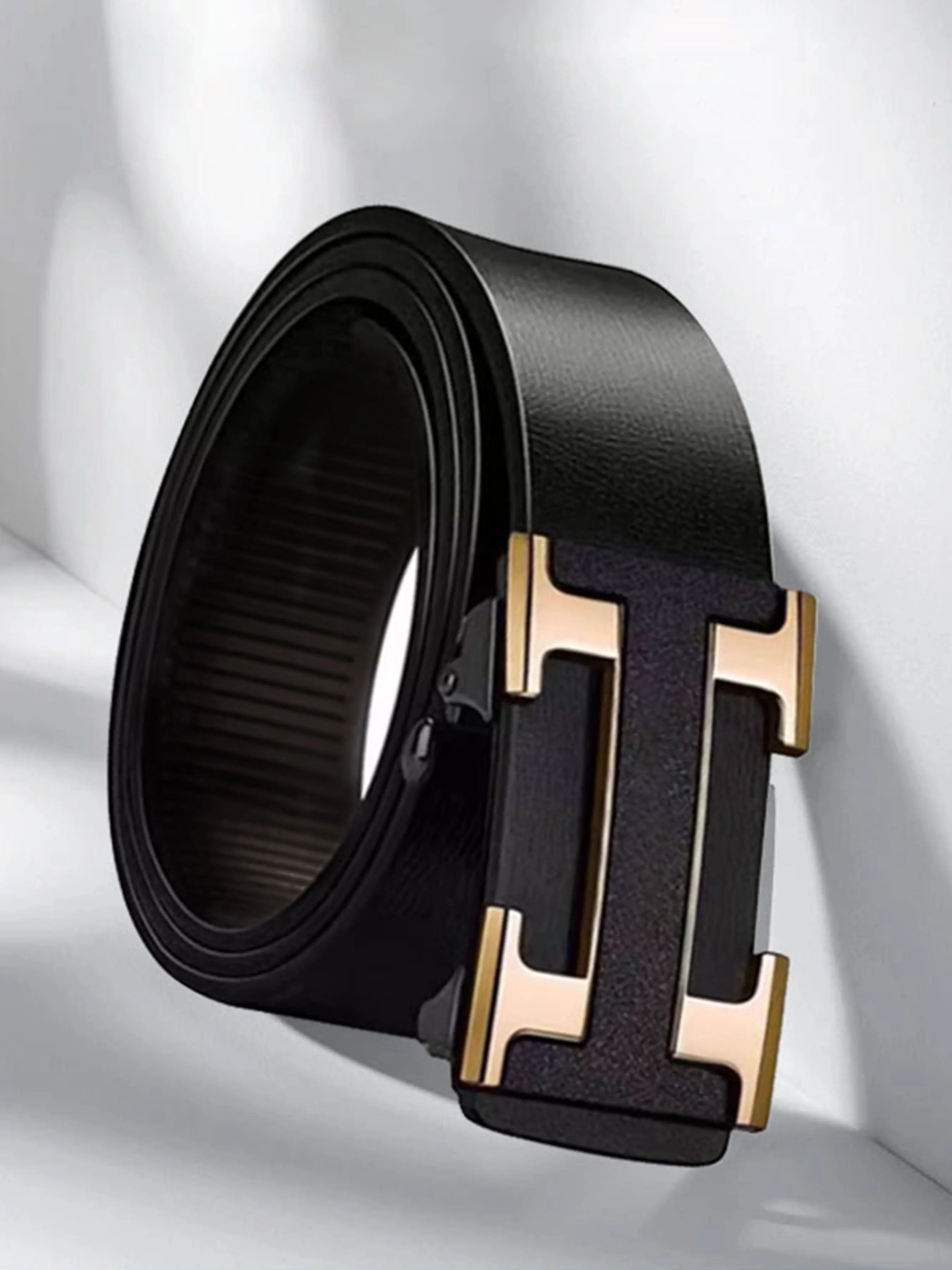 New men's belt letter buckle tide wide fashion casual Joker business belts.