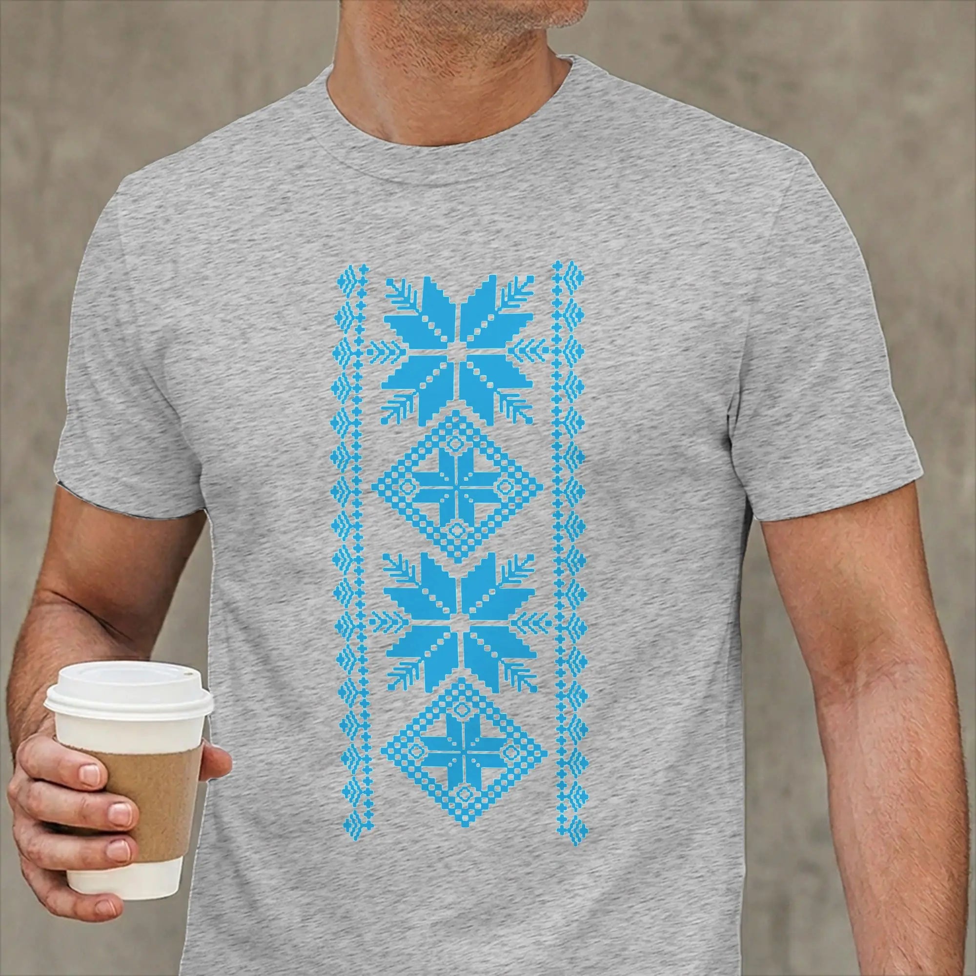 Ukrainian Vyshyvanka T-Shirts for Men Symbols of Ukraine Funny 100% Cotton Tee Shirt Crewneck Short Sleeve T Shirt Clothes
