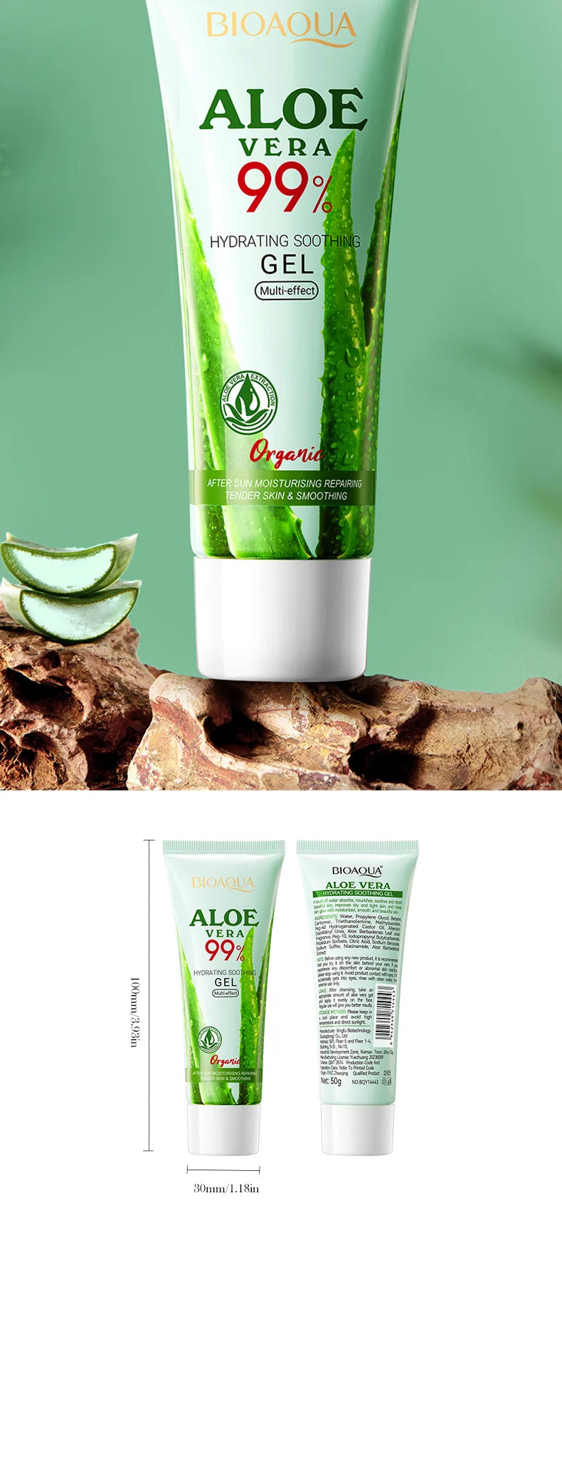 Soothing Aloe Vera Gel For Face & Body Hydrating Moisturizing Repairing Sunburn Relief Acne Care For Sensitive Skin