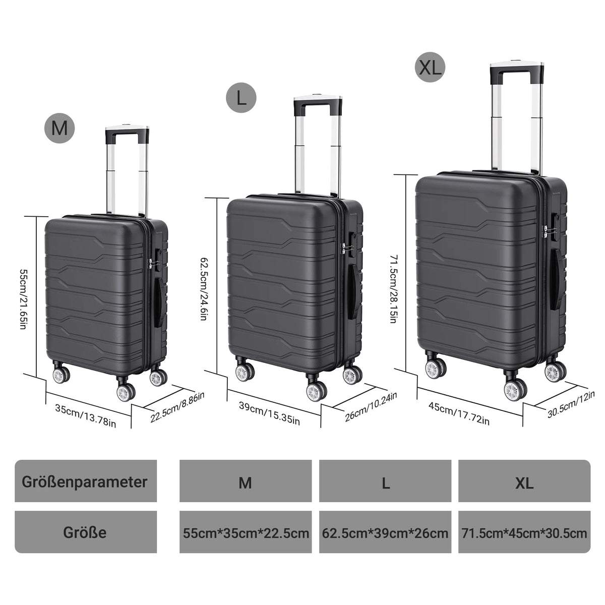 Comanlai Travel Suitcase Set of 3 Hard Shell Luggage 20/24/28 Inch 360° Spinner Wheel TSA Lock For Air Train Travel for Students