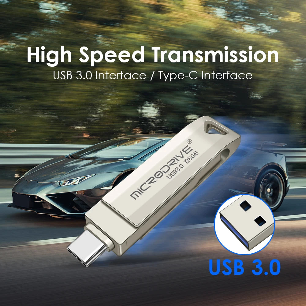 2 in 1 OTG USB-C Flash Pen Drive Metal Memory Stick Usb 3.0 flash Disk 64GB 128GB 256G 512G USB3.0 Type-C Pendrive