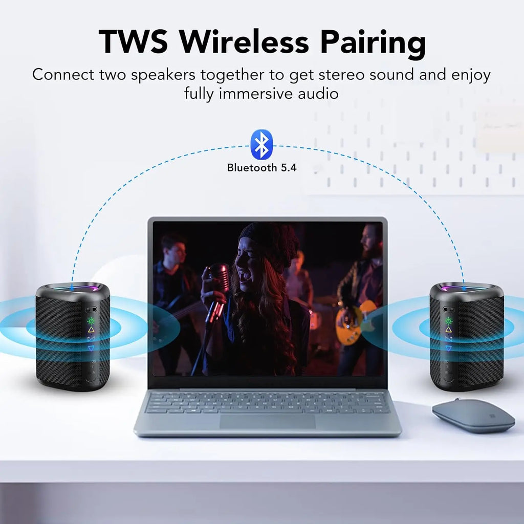 Bluetooth Speaker,Portable Wireless Speaker,Louder Volume,Stereo Sound,24H Playtime, Bluetooth 5.4,Built-in Mic,for Home,Outdoor