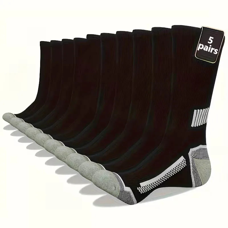 5/10 pairs of men's striped long tube sports socks breathable fashionable suitable for basketball training outdoor running socks